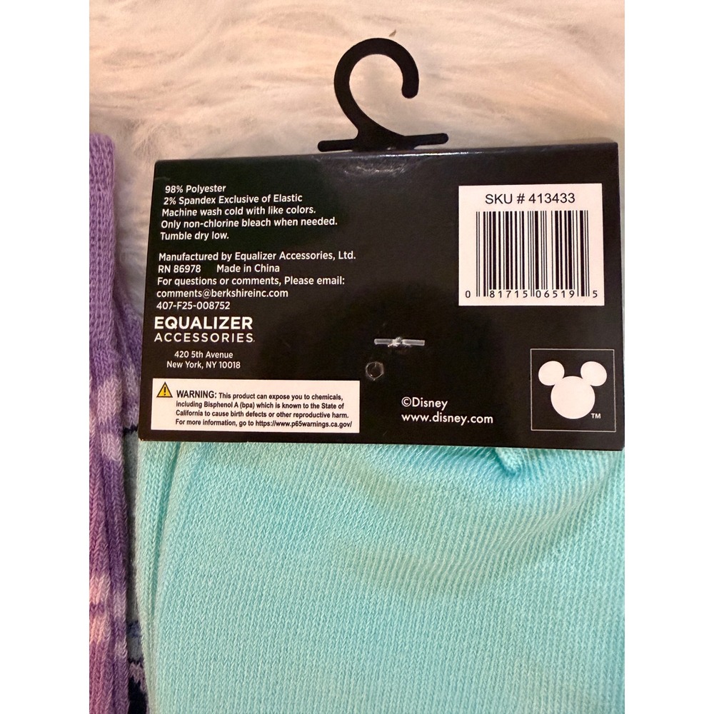 Disney Lilo & Stitch Crew Socks Bundle Purple Striped & Mint I Bite 2 Pairs NEW - Picture 6 of 12